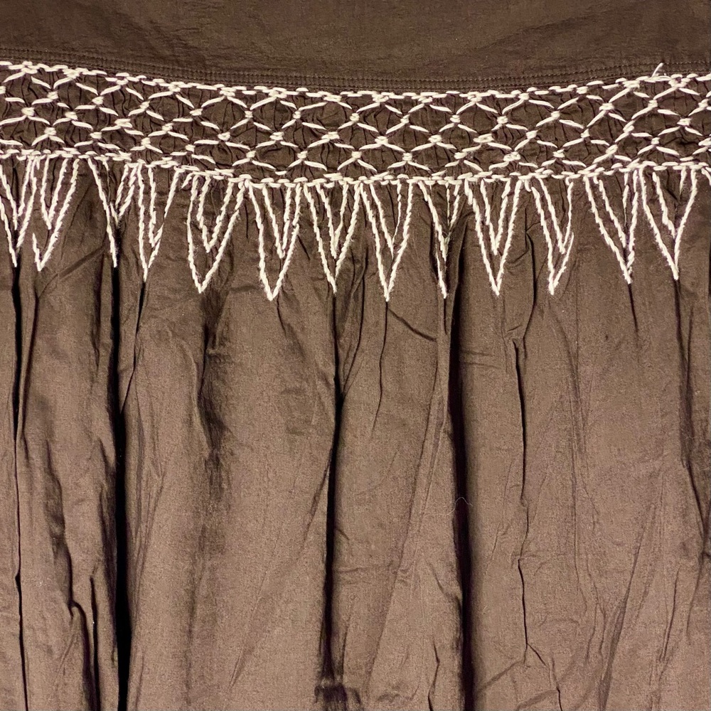 Banana Republic Brown Mini Skirt with Ivory Embroidery Women’s Size 6 - Picture 3 of 5